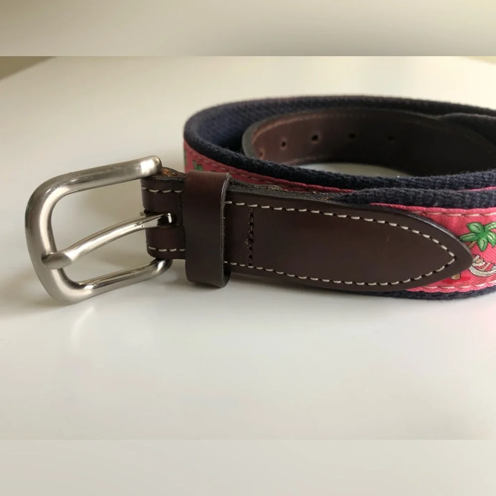 Vineyard Vines Santa Hammock Canvas Mai Tai Leather Unisex Belt Big Kid Size:26